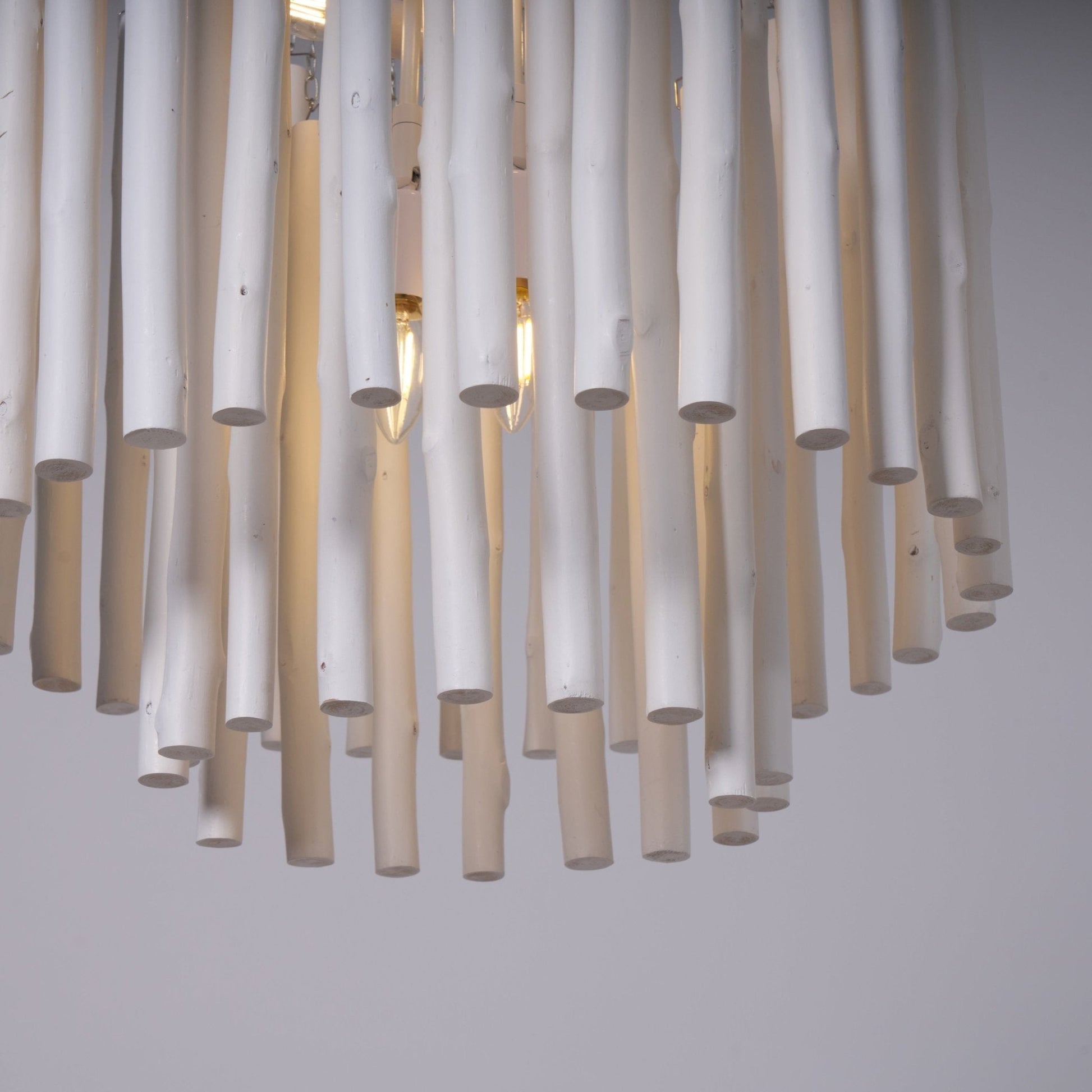 Layered Wood Rod Multi-Light Chandelier