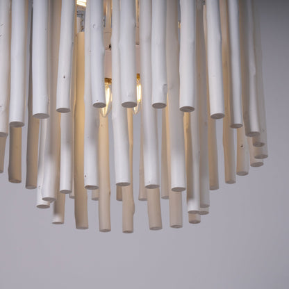 Layered Wood Rod Multi-Light Chandelier