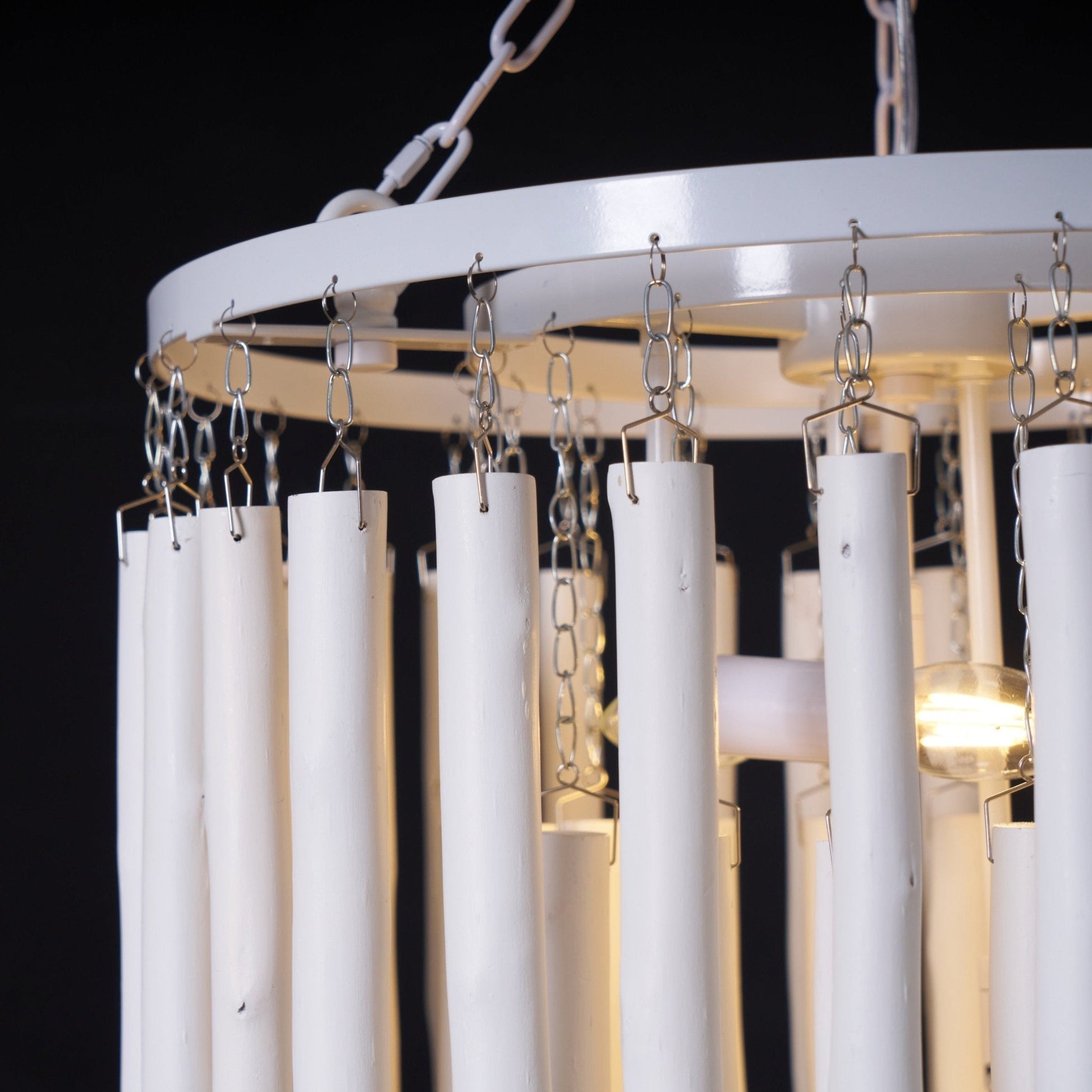 Layered Wood Rod Multi-Light Chandelier