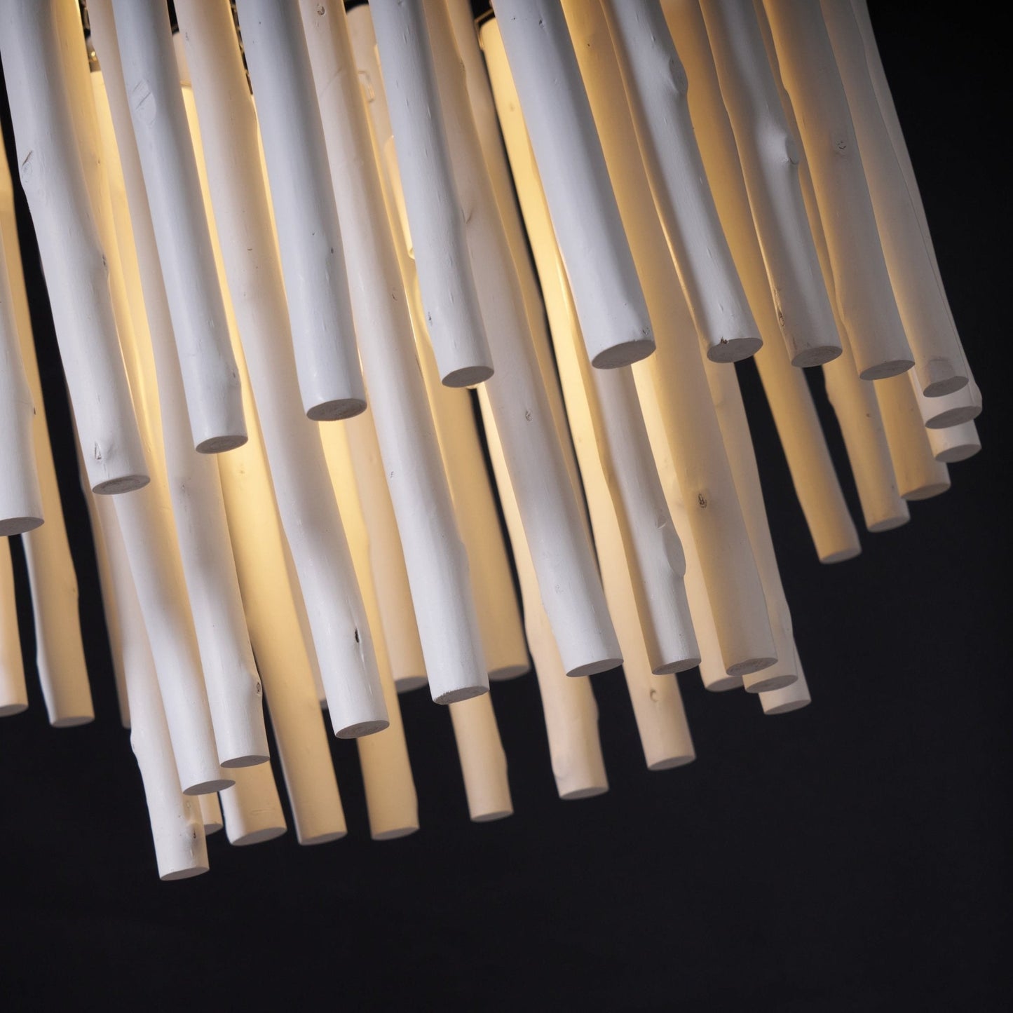 Layered Wood Rod Multi-Light Chandelier