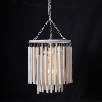 Layered Wood Rod Multi-Light Chandelier
