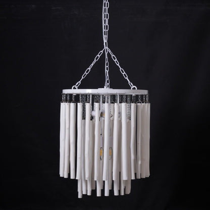 Layered Wood Rod Multi-Light Chandelier