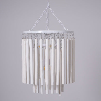 Layered Wood Rod Multi-Light Chandelier / 18 Heads ∅ 39.4″ x H 39.4″ / Black
