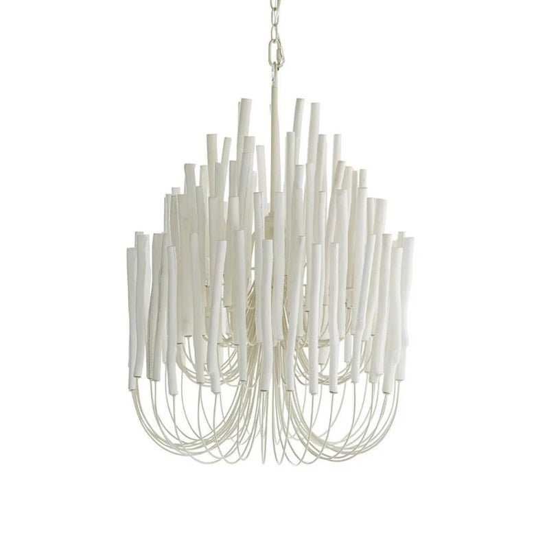 Layered Wood Rod Multi-Light Chandelier