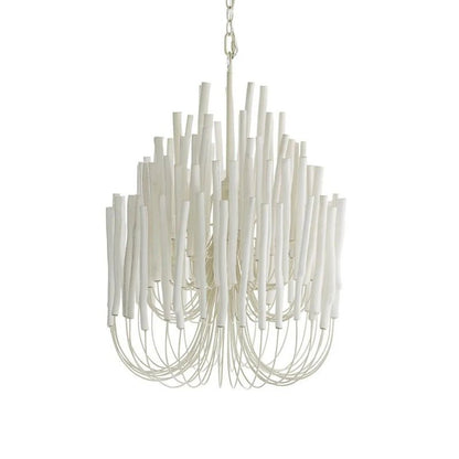 Layered Wood Rod Multi-Light Chandelier