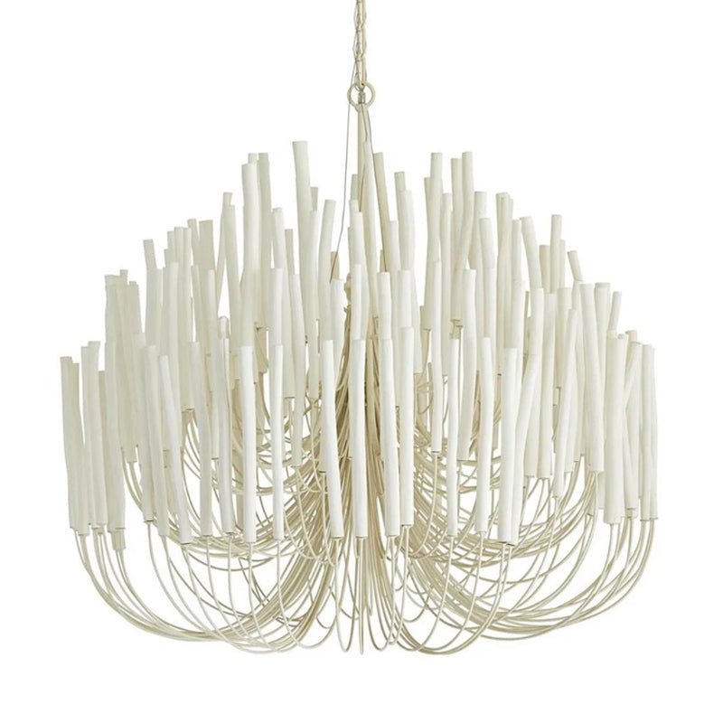 Layered Wood Rod Multi-Light Chandelier