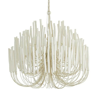Layered Wood Rod Multi-Light Chandelier