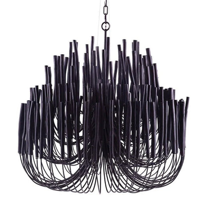 Layered Wood Rod Multi-Light Chandelier