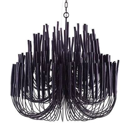 Layered Wood Rod Multi-Light Chandelier
