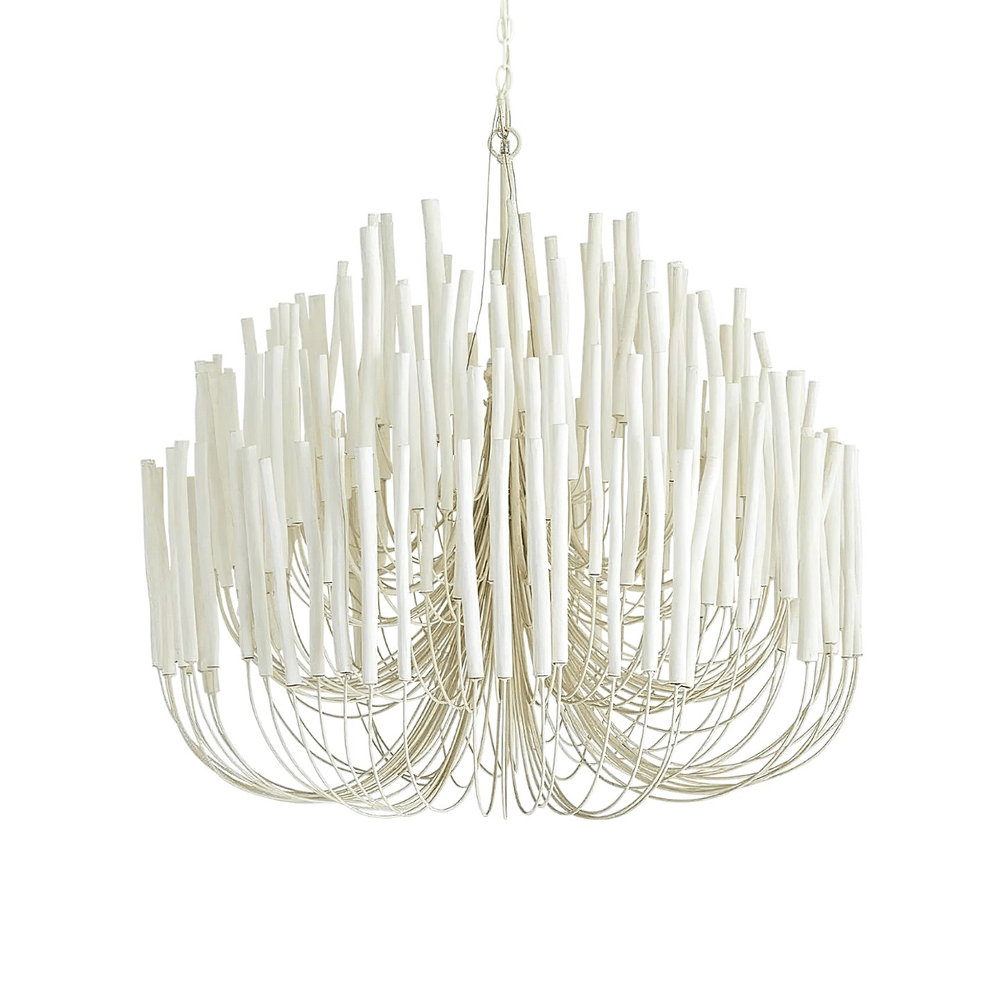 Layered Wood Rod Multi-Light Chandelier / 18 Heads ∅ 59″ x H 49.2″ / Black