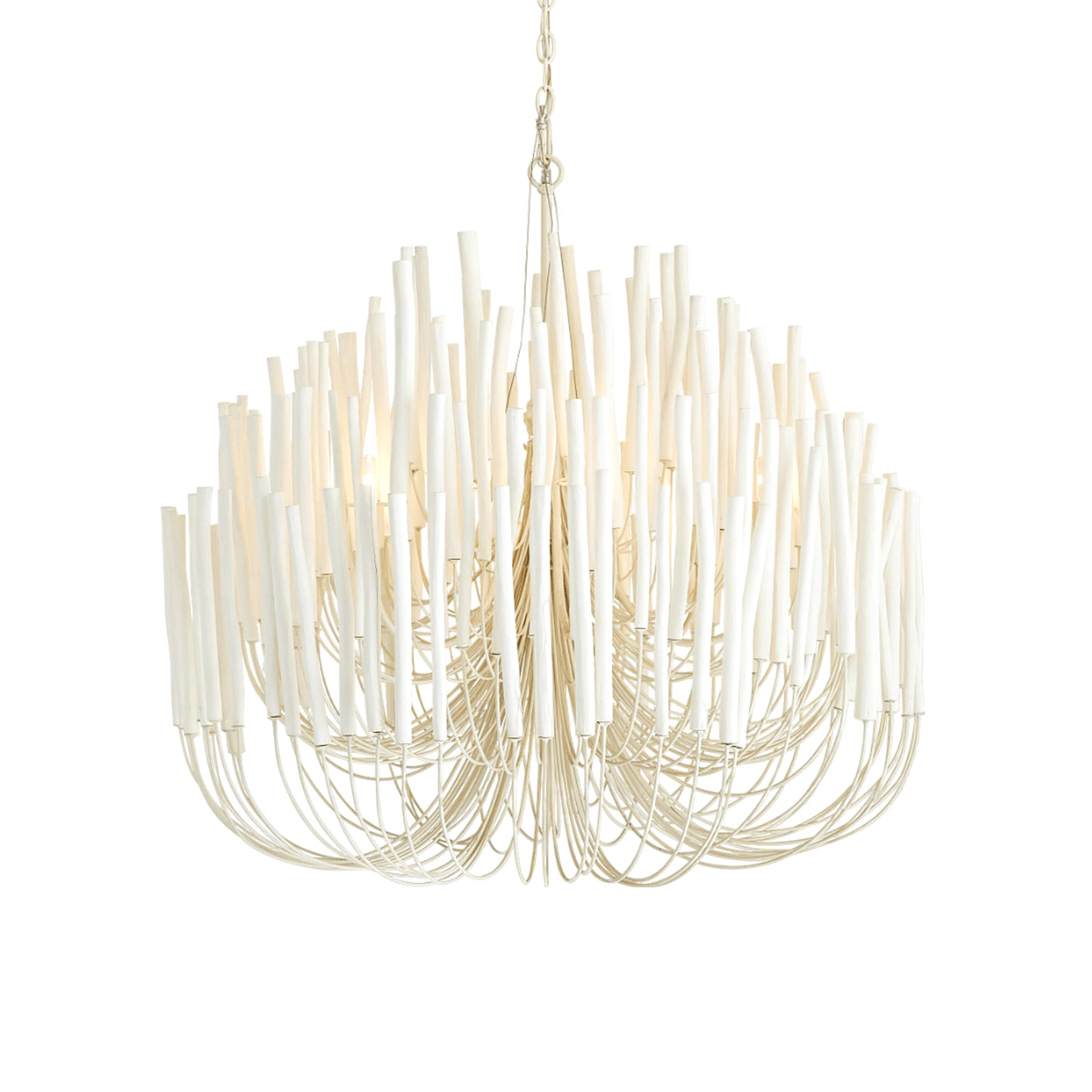 Layered Wood Rod Multi-Light Chandelier