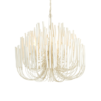 Layered Wood Rod Multi-Light Chandelier