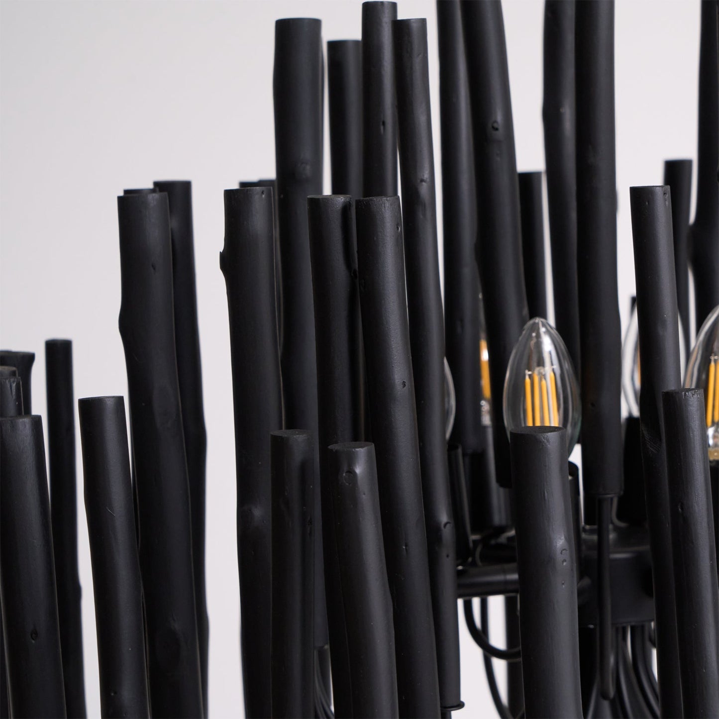 Layered Wood Rod Multi-Light Chandelier