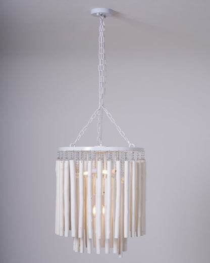 Layered Wood Rod Multi-Light Chandelier