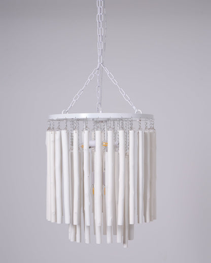 Layered Wood Rod Multi-Light Chandelier
