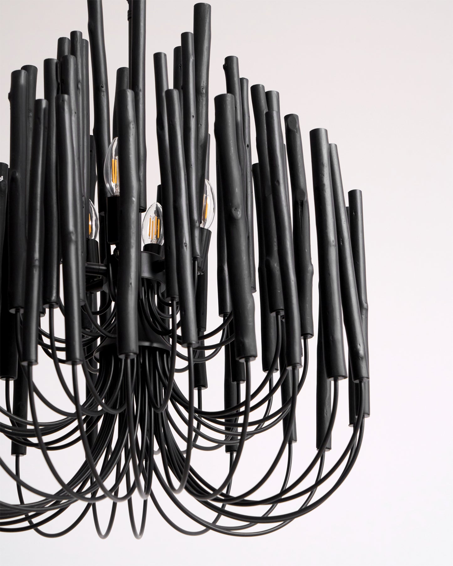 Layered Wood Rod Multi-Light Chandelier