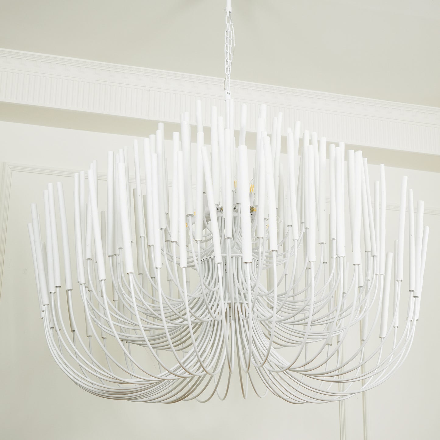 Layered Wood Rod Multi-Light Chandelier