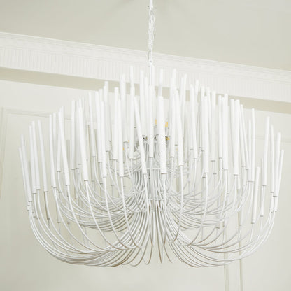 Layered Wood Rod Multi-Light Chandelier