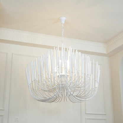 Layered Wood Rod Multi-Light Chandelier
