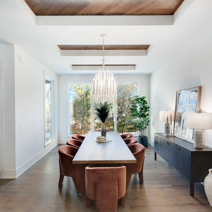 Layered Wood Rod Multi-Light Chandelier