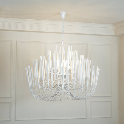 Layered Wood Rod Multi-Light Chandelier