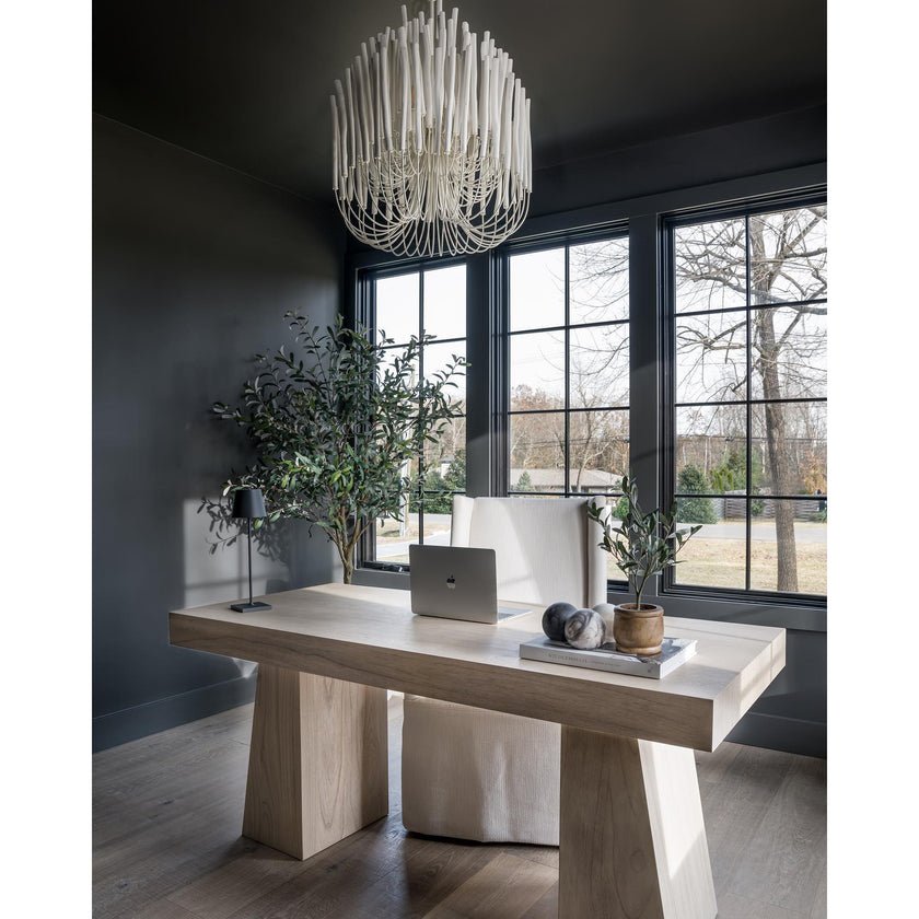 Layered Wood Rod Multi-Light Chandelier