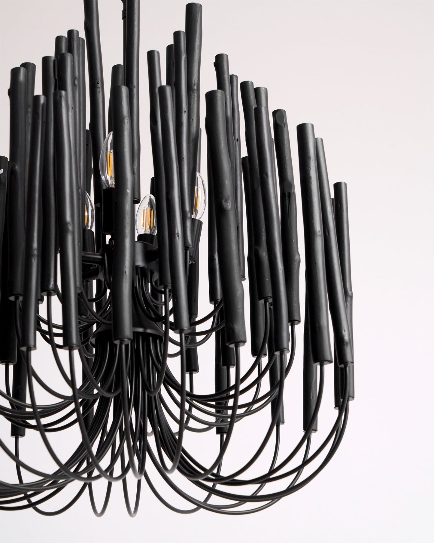 Layered Wood Rod Multi-Light Chandelier