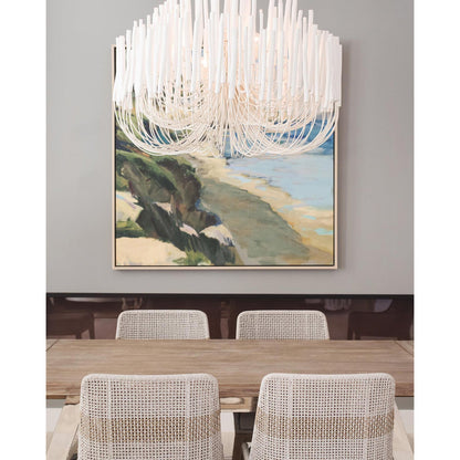 Layered Wood Rod Multi-Light Chandelier