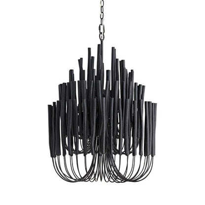 Layered Wood Rod Multi-Light Chandelier