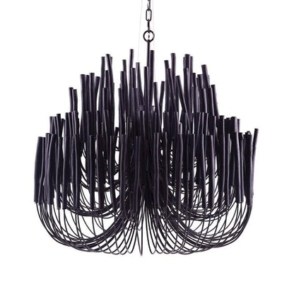 Layered Wood Rod Multi-Light Chandelier