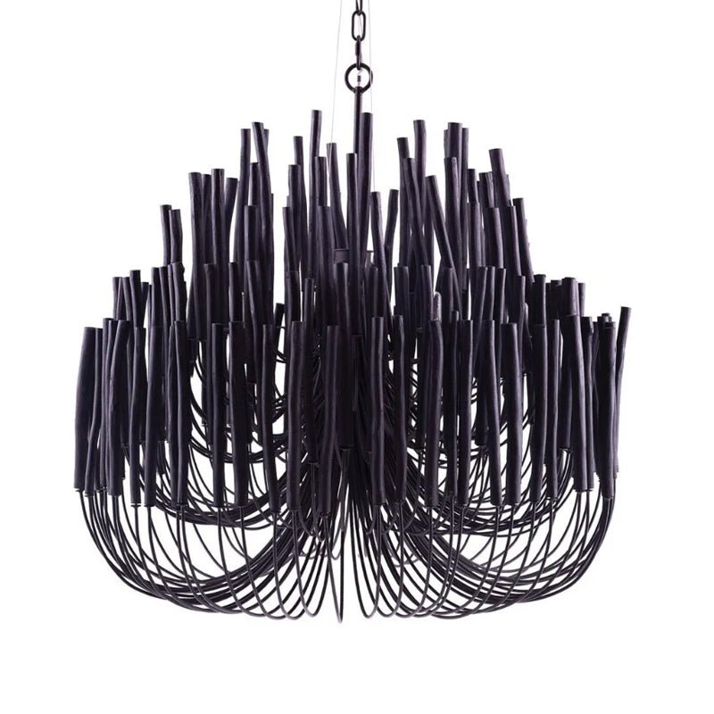 Layered Wood Rod Multi-Light Chandelier