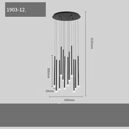 Multi-Light Iron Statement Chandelier / 12head black / White light