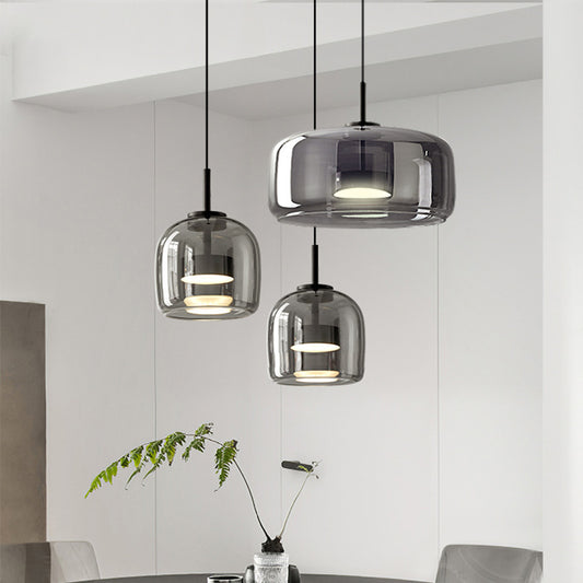 Nordic Smoked Glass Pendant Light / Three Colors / Amber 1515CM