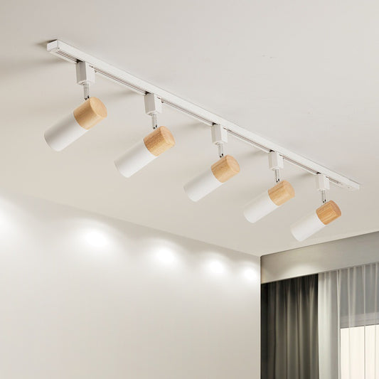 Nordic Wood COB Track Light / Track Style 5 Head White / E27 Without Bulb