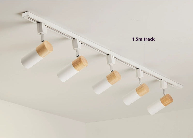 Nordic Wood COB Track Light / Track Style 5 Black Head / Warm Light