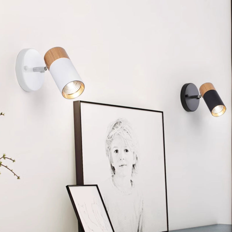 Nordic Wood COB Track Light / Track Style 5 Black Head / E27 Without Bulb