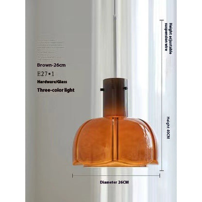 Retro Glass Bud Pendant Light / Light pink / E27 tricolor light