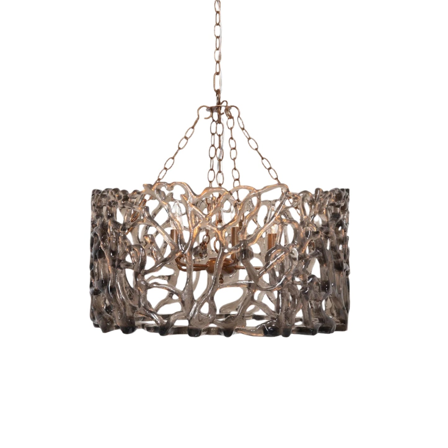 Smoked Glass and Metal Chandelier / Smoke/Gold