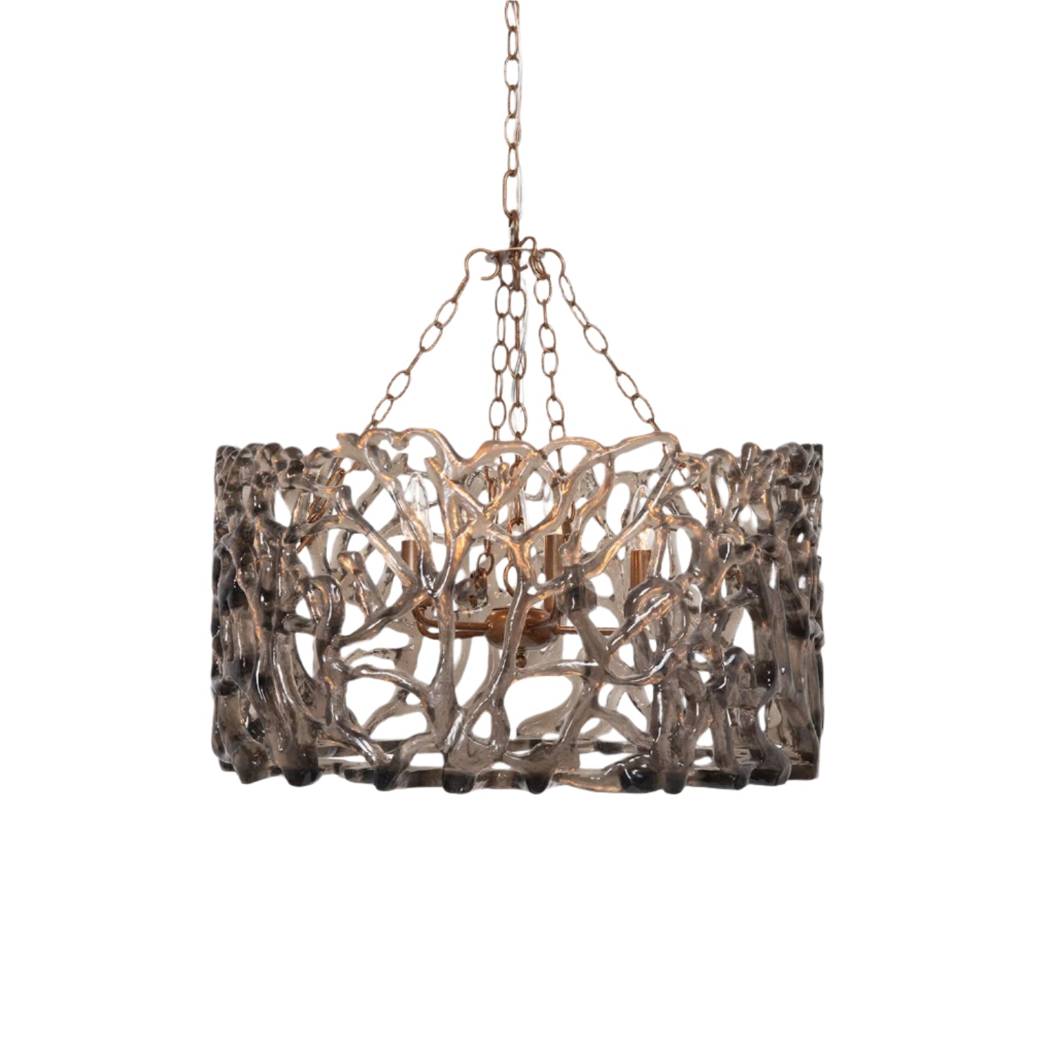 Smoked Glass and Metal Chandelier / Smoke/Gold
