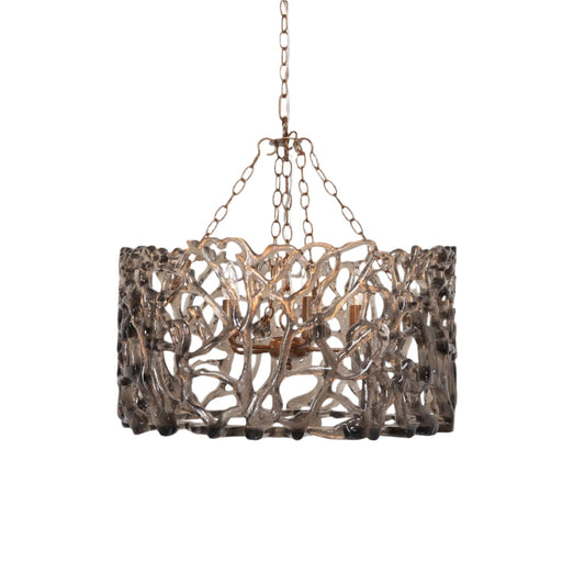 Smoked Glass and Metal Chandelier