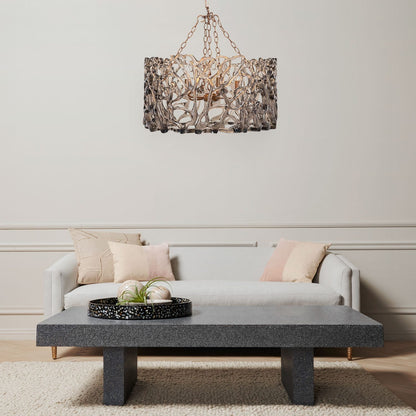 Smoked Glass and Metal Chandelier / Clear/Gold