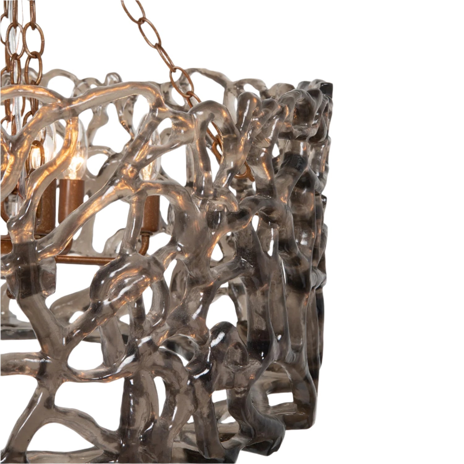 Smoked Glass and Metal Chandelier / Smoke/Silver