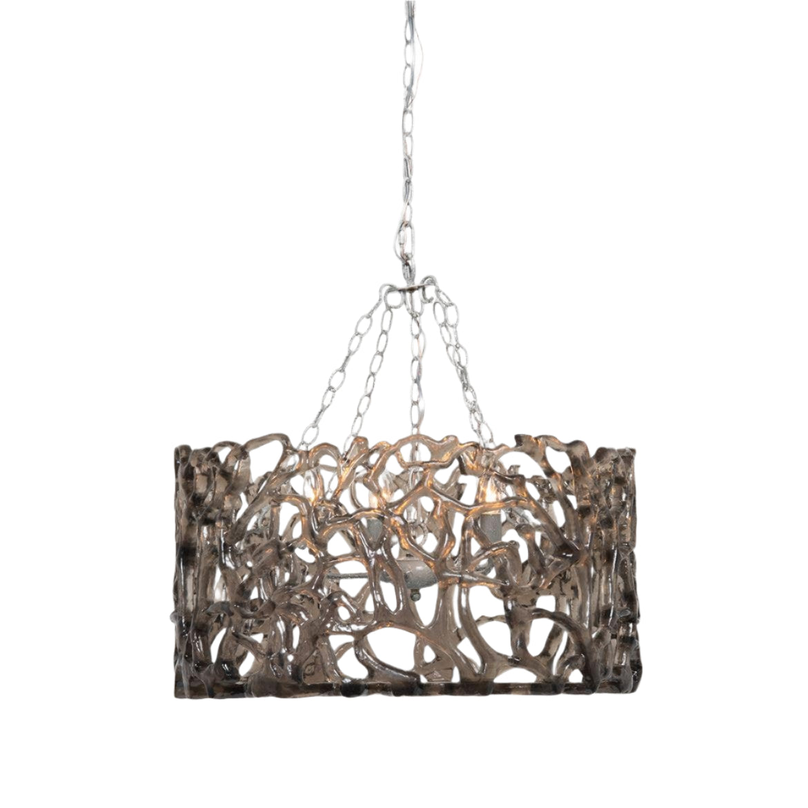 Smoked Glass and Metal Chandelier