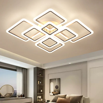 Square Acrylic Dimmable Ceiling Light / Remote Control Version 4 Head