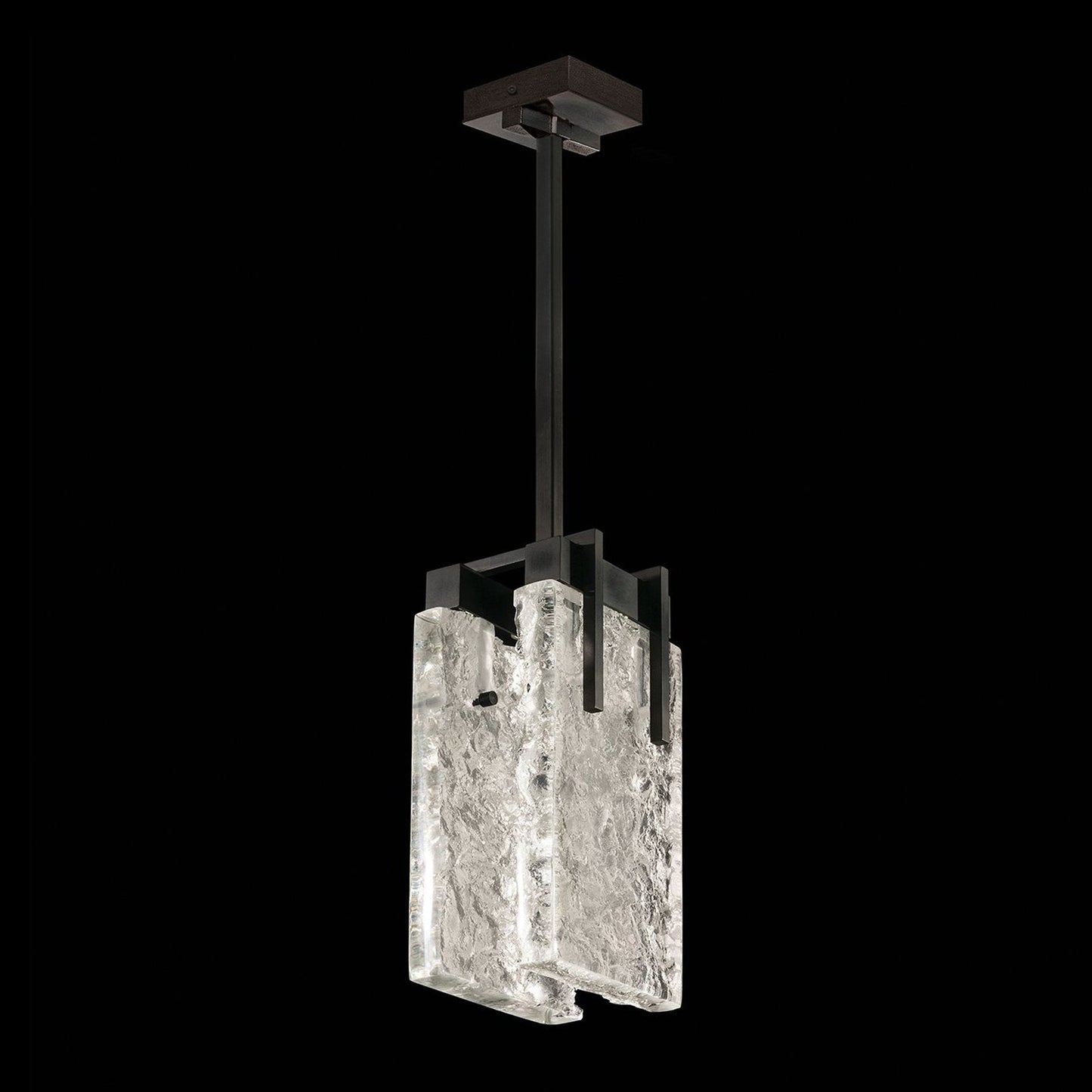 Textured Crystal 7.75-Inch LED Pendant / Black / Clear
