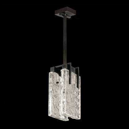 Textured Crystal 7.75-Inch LED Pendant / Black / Clear