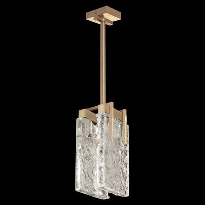 Textured Crystal 7.75-Inch LED Pendant / Gold / Rake Clear