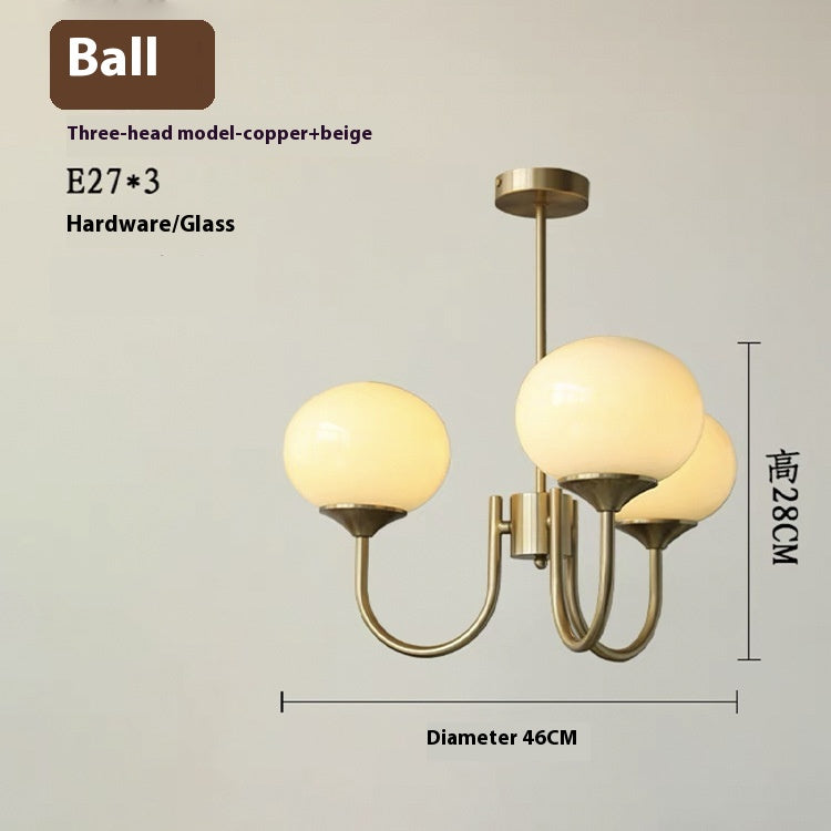 Three-Light Glass Globe Chandelier / White Light / 3heads Color Milky White