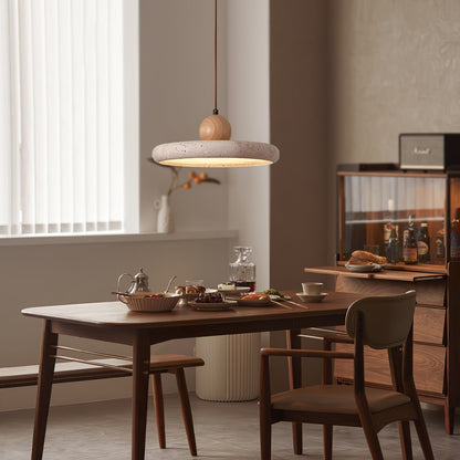 Travertine Wood Integrated LED Pendant Light