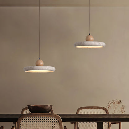 Travertine Wood Integrated LED Pendant Light